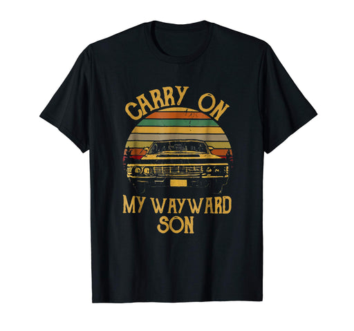 Cute Vintage Car Carry On My Wayward Son Men's T-Shirt Black