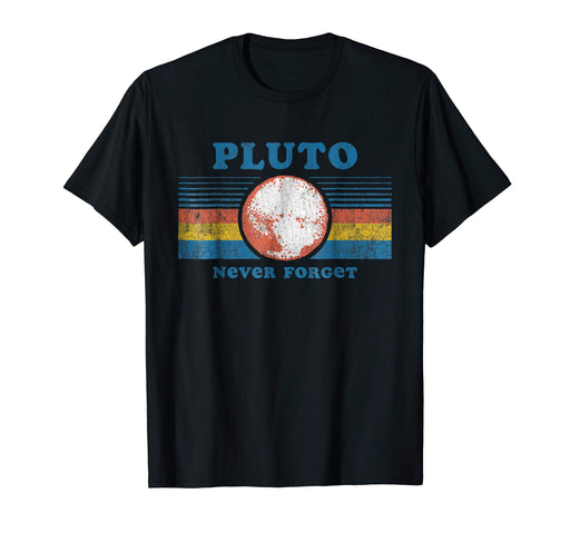 Cool Vintage Never Forget Pluto Funny Space Graphic Tee Men's T-Shirt Black