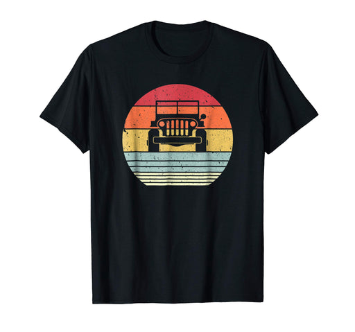 Cute Retro Off Road 4x4 . Vintage 70s Sunset Car . Men's T-Shirt Black