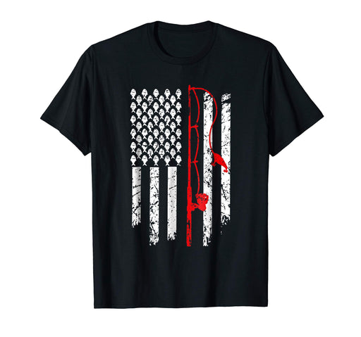 Hot Vintage Fishing Clothes American Flag Bass Fishing Men's T-Shirt Black