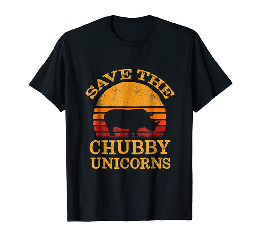 Funny Save The Chubby Unicorns . Vintage Retro Colors Men's T-Shirt Black