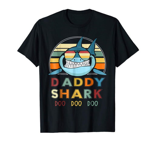 Funny Retro Vintage Daddy Shark Gift For Father Men's T-Shirt Black