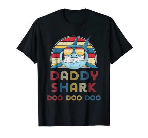 Adorable Retro Vintage Daddy Sharks Gift For Father Men's T-Shirt Black