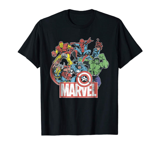 Beautiful Marvel Avengers Team Retro Comic Vintage Graphic Men's T-Shirt Black