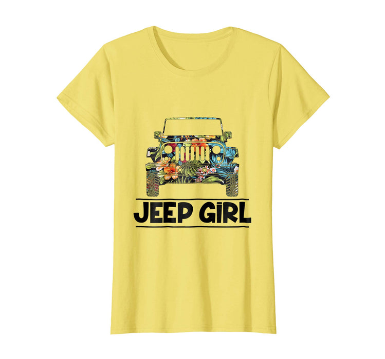 Hot Vintage Flower Jeep Girl Summer Funny Birthday Gift Women's T-Shirt Lemon