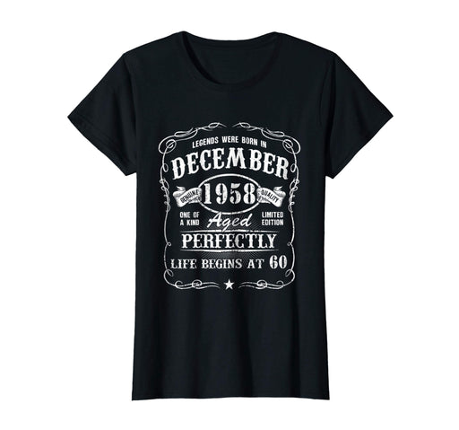 Beautiful December 1958 Retro Vintage 60th Birthday Decorations Women's T-Shirt Black