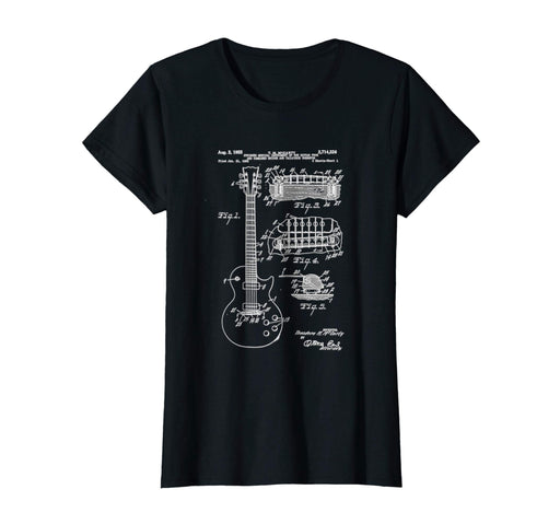 Adorable Guitar Patent Print 1955 Vintage Patent Print Ar Women's T-Shirt Black