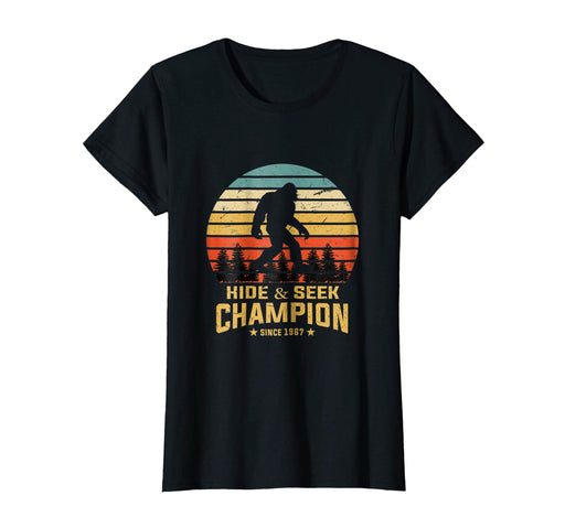Wonderful Hide And Seek World Champion Bigfoot Retro Vintage Women's T-Shirt Black
