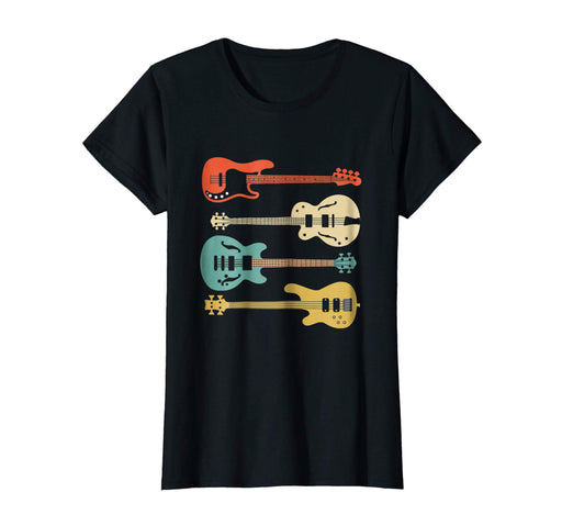 Adorable Vintage Retro Bass Guitar Bassist Player Women's T-Shirt Black