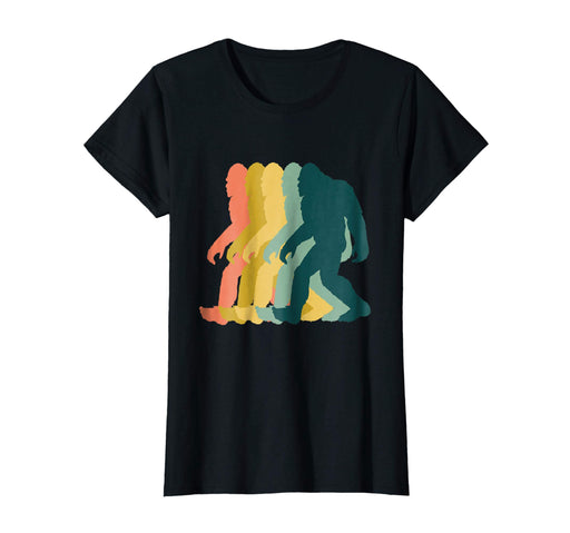 Wonderful Vintage Retro 1970s Style Rainbow Bigfoot Silhouette Women's T-Shirt Black