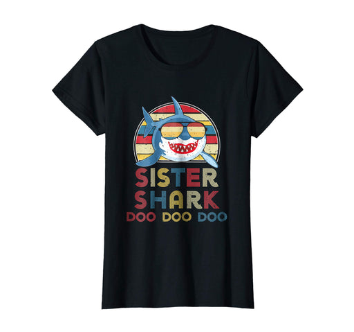 Cutest Retro Vintage Sister Sharks Gift For Womens Women's T-Shirt Black