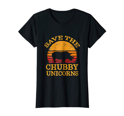 Funny Save The Chubby Unicorns . Vintage Retro Colors Women's T-Shirt Black