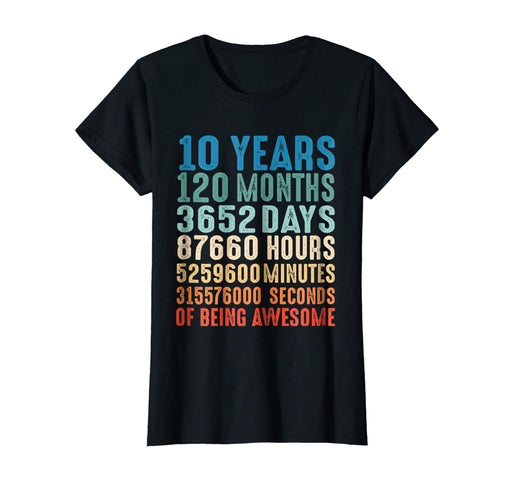 Wonderful 10 Years Old 10th Birthday Vintage Retro 120 Months Women's T-Shirt Black