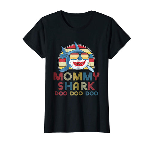 Cute Retro Vintage Mommy Sharks Gift For Womens Women's T-Shirt Black