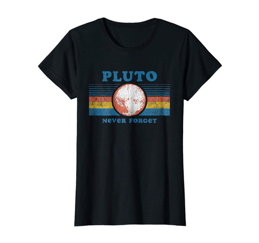 Cool Vintage Never Forget Pluto Funny Space Graphic Tee Women's T-Shirt Black
