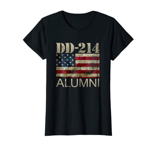 Great Dd 214 Army Alumni Vintage American Flag Women's T-Shirt Black