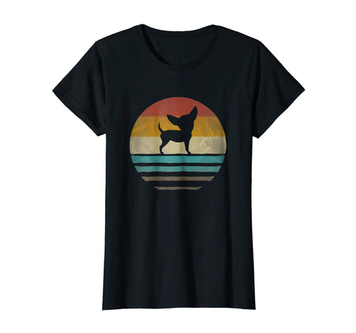 Wonderful Chihuahua Dog Retro Vintage 70s Silhouette Breed Gift Women's T-Shirt Black