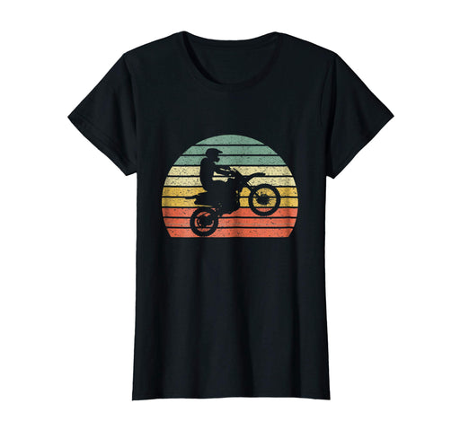 Cool Vintage Motocross Dirt Bike Silhouette Retro Women's T-Shirt Black