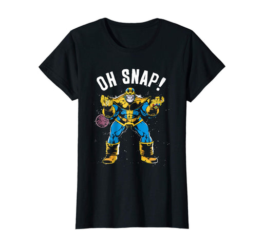 Funny Marvel Thanos Space Oh Snap! Retro Comic Style Women's T-Shirt Black
