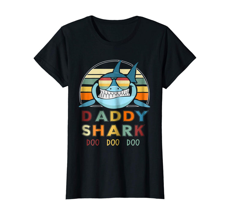 Funny Retro Vintage Daddy Shark Gift For Father Women's T-Shirt Black