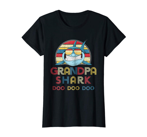 Hotest Retro Vintage Grandpa Sharks Gift For Mens Women's T-Shirt Black