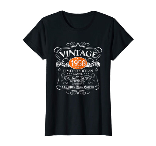 Adorable Vintage 60th Birthday Funny 1958 All Original Parts Women's T-Shirt Black