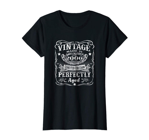 Hot Vintage 2000 Perfectly 18th Birthday 18 Years Old Women's T-Shirt Black