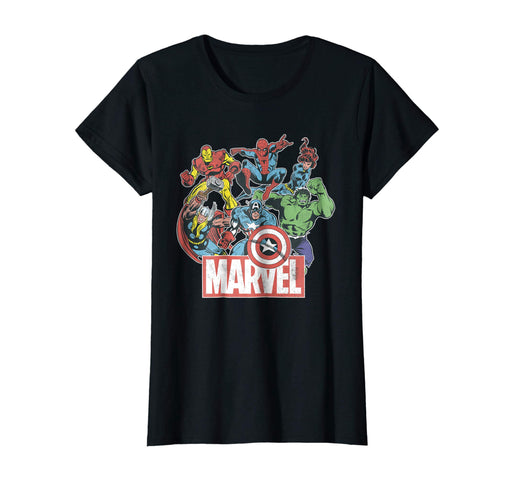 Beautiful Marvel Avengers Team Retro Comic Vintage Graphic Women's T-Shirt Black