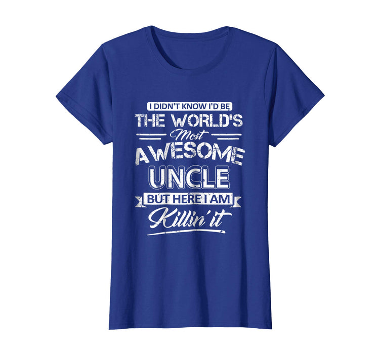 Beautiful World's Most Awesome Uncle Vintage Funny Uncle Women's T-Shirt Royal Blue