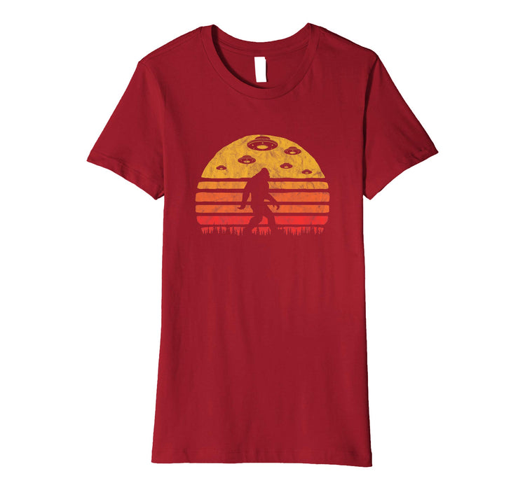 Wonderful Bigfoot Ufo Abduction Vintage Believe Retro Women's T-Shirt Cranberry
