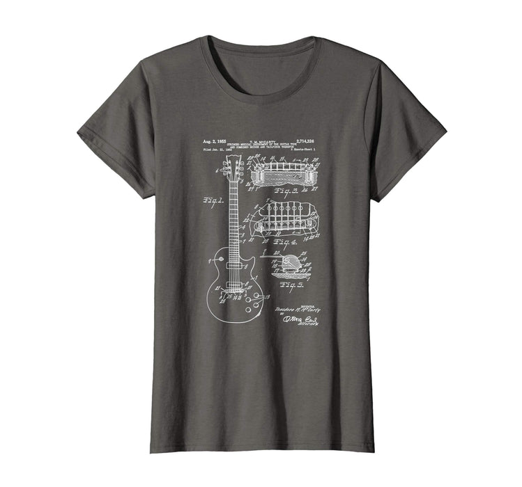 Adorable Guitar Patent Print 1955 Vintage Patent Print Ar Women's T-Shirt Asphalt
