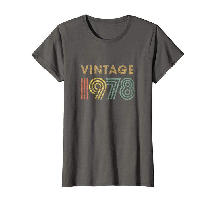 Funny Vintage Born In 1978 Retro 40th Birthday Gift Women's T-Shirt Asphalt