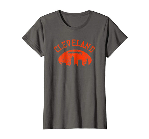 Great Downtown Cleveland City Skyline Football Vintage Fan Women's T-Shirt Asphalt