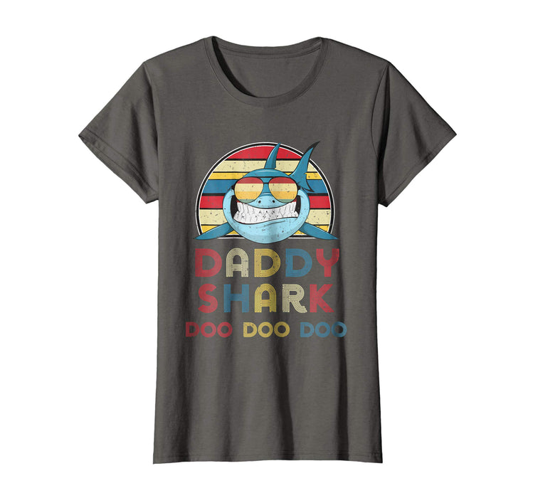 Adorable Retro Vintage Daddy Sharks Gift For Father Women's T-Shirt Asphalt