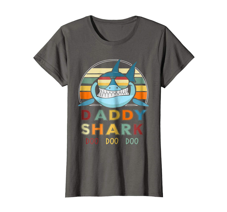 Funny Retro Vintage Daddy Shark Gift For Father Women's T-Shirt Asphalt