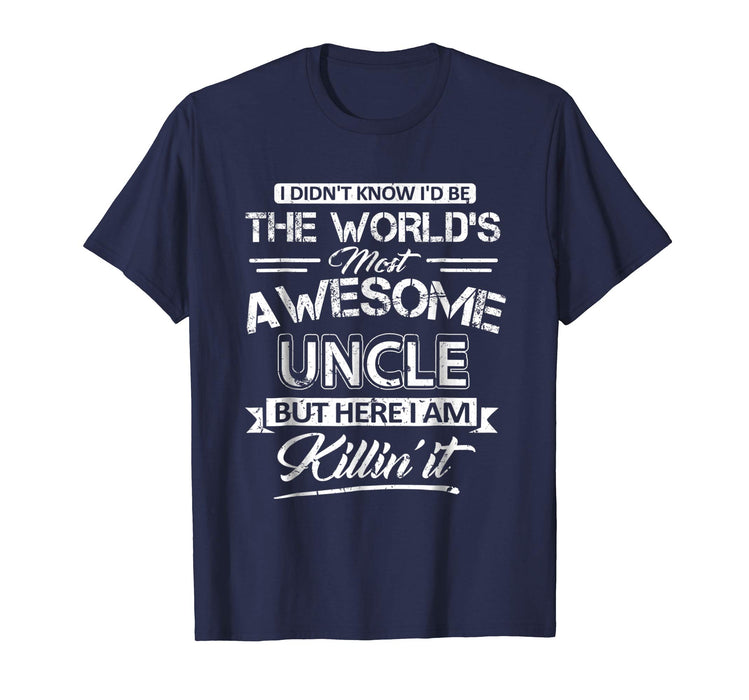 Beautiful World's Most Awesome Uncle Vintage Funny Uncle Men's T-Shirt Navy