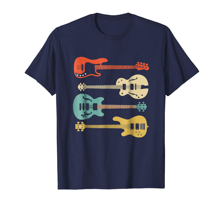 Adorable Vintage Retro Bass Guitar Bassist Player Men's T-Shirt Navy