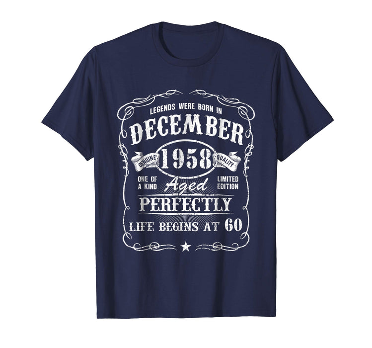 Beautiful December 1958 Retro Vintage 60th Birthday Decorations Men's T-Shirt Navy