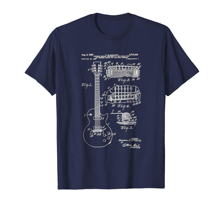 Adorable Guitar Patent Print 1955 Vintage Patent Print Ar Men's T-Shirt Navy