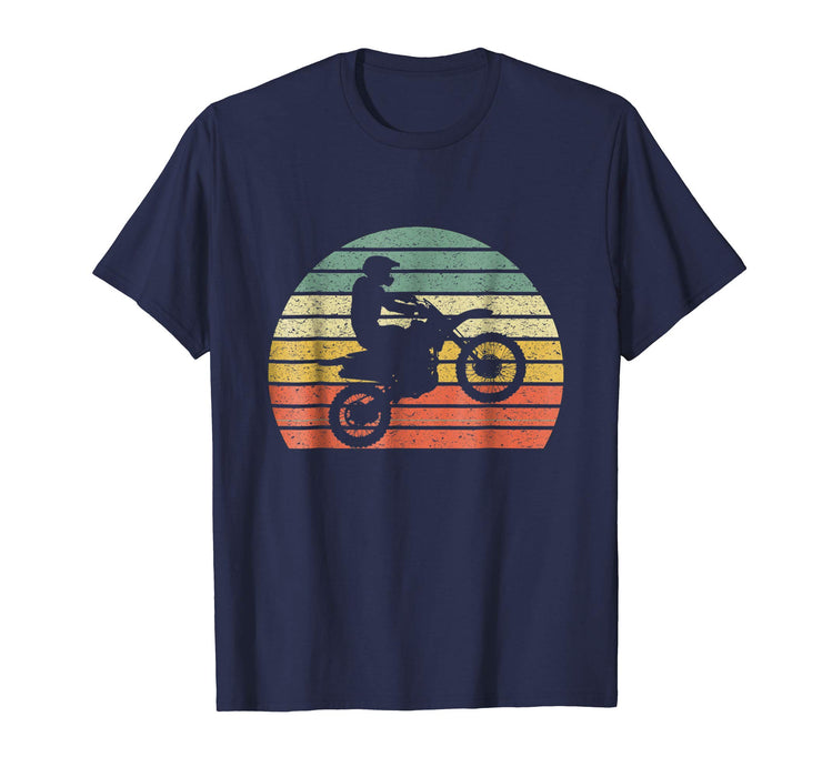 Cool Vintage Motocross Dirt Bike Silhouette Retro Men's T-Shirt Navy