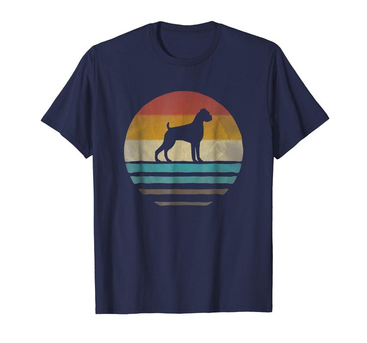 Hot Boxer Dog Retro Vintage 70s Silhouette Breed Gift Men's T-Shirt Navy
