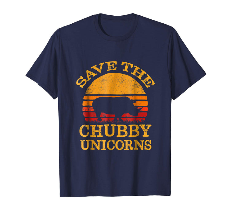 Funny Save The Chubby Unicorns . Vintage Retro Colors Men's T-Shirt Navy