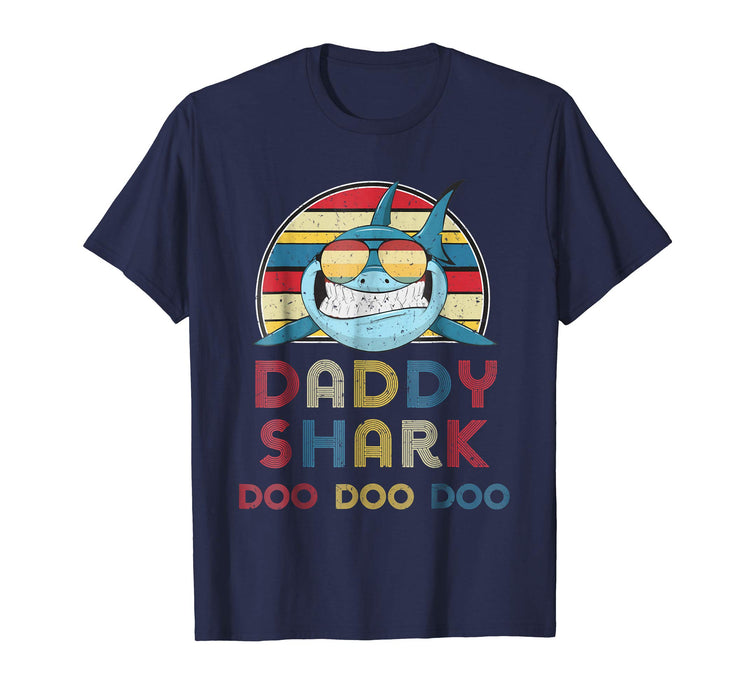 Adorable Retro Vintage Daddy Sharks Gift For Father Men's T-Shirt Navy
