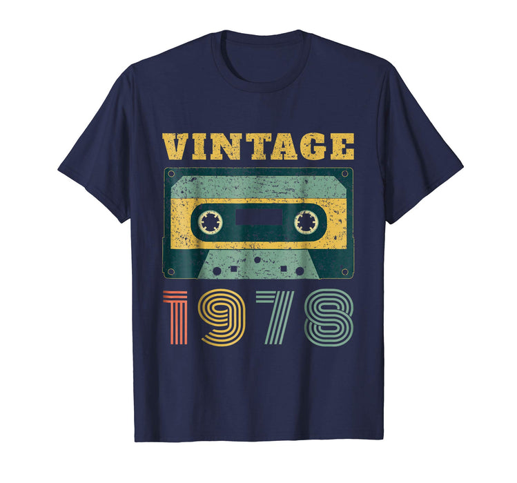 Funny 40th Birthday Gift Vintage 1978 Year Old Mixtape Men's T-Shirt Navy