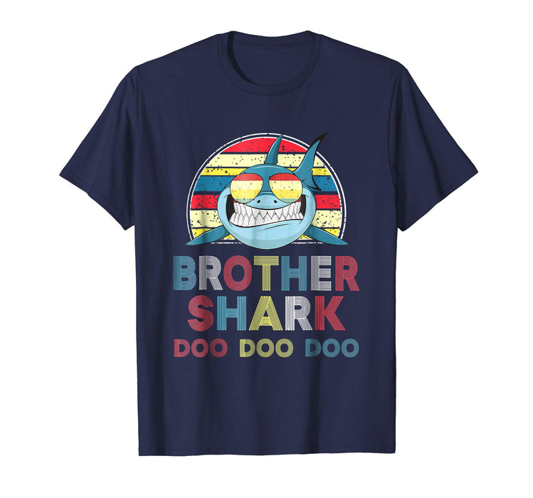 Hot Retro Vintage Brother Shark Doo Doo Doo Gift Men's T-Shirt Navy