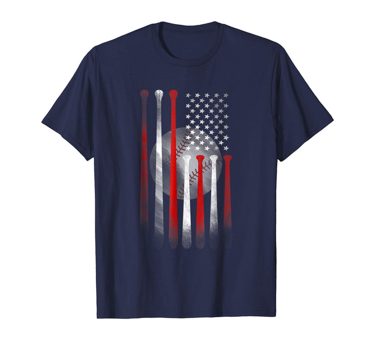 Wonderful American Flag Vintage Baseball Flag Dad Mom Tee Men's T-Shirt Navy