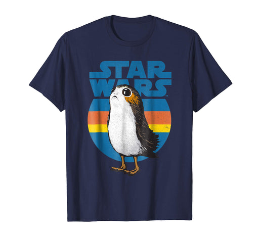 Hot Star Wars Last Jedi Porg Retro Stripes Logo Graphic Men's T-Shirt Navy