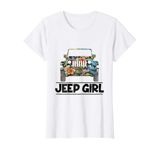 Hot Vintage Flower Jeep Girl Summer Funny Birthday Gift Women's T-Shirt White
