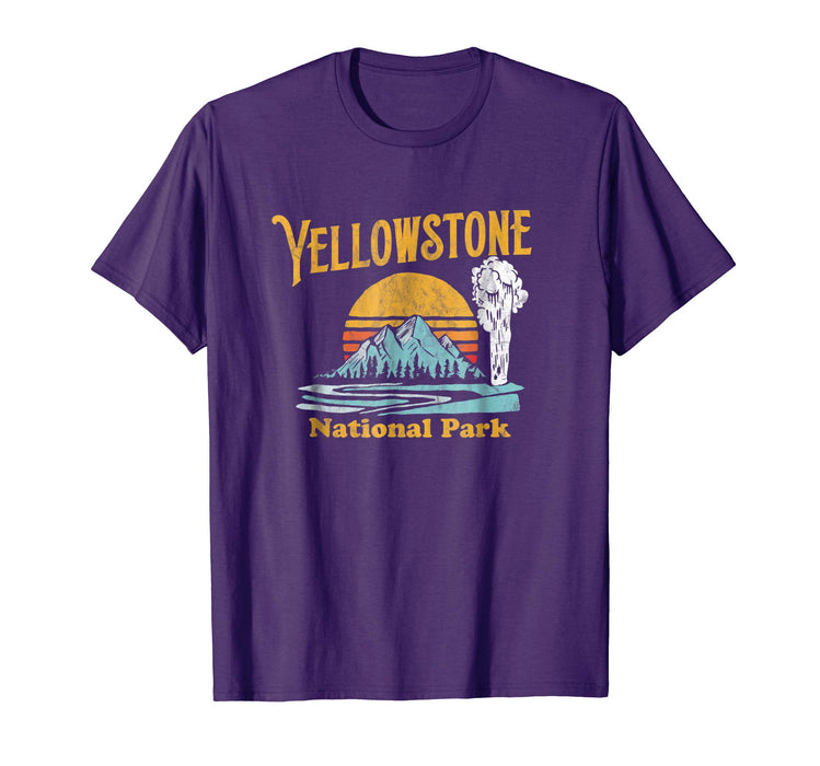Beautiful Vintage Yellowstone National Park Retro Men's T-Shirt Purple