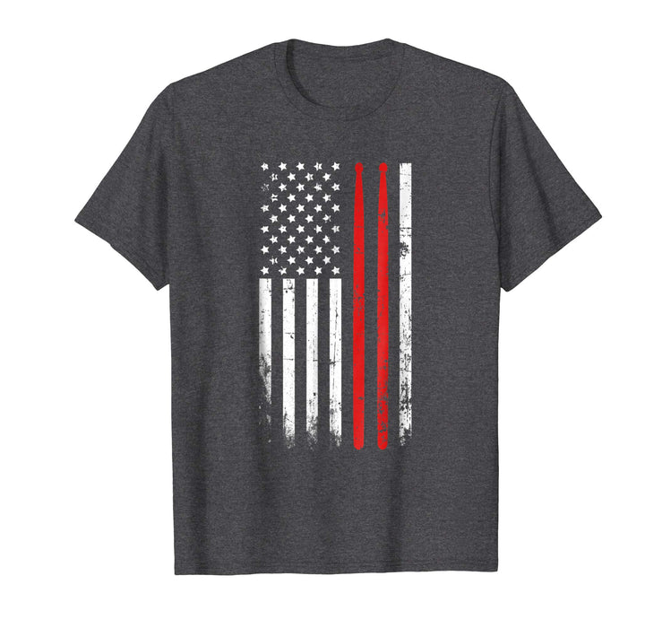 Wonderful Drum Sticks On A Vintage American Flag For Drummers Men's T-Shirt Dark Heather